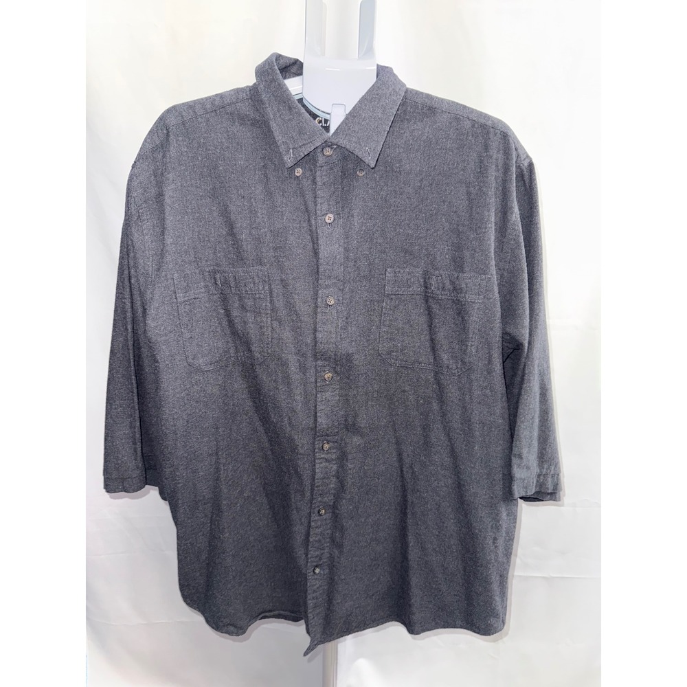 Classic Rugged Wear Mens 2XL Gray Cotton Flannel Button Down Work Shirt Charcoal